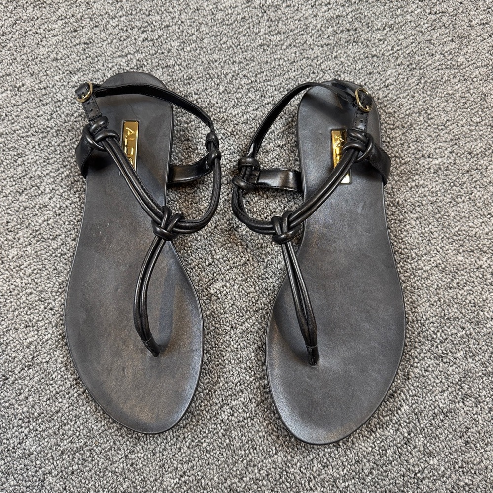 Aldo Black Leather Sandals